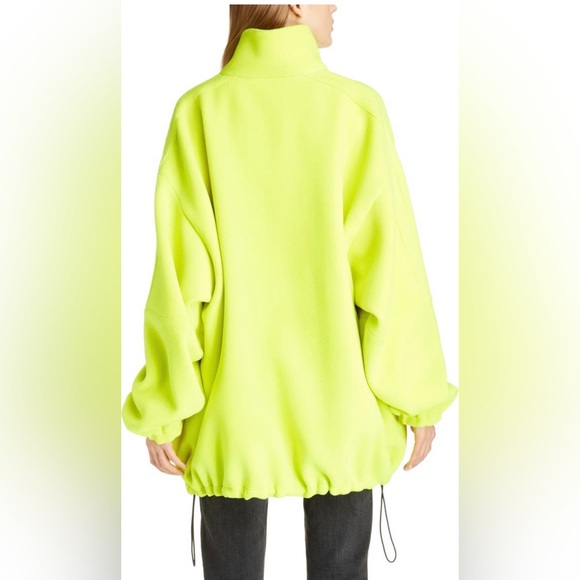 NWT Balenciaga Logo Yellow Fluo Wool Oversized Jacket Drawcord Hem 571439 - Picture 13 of 16